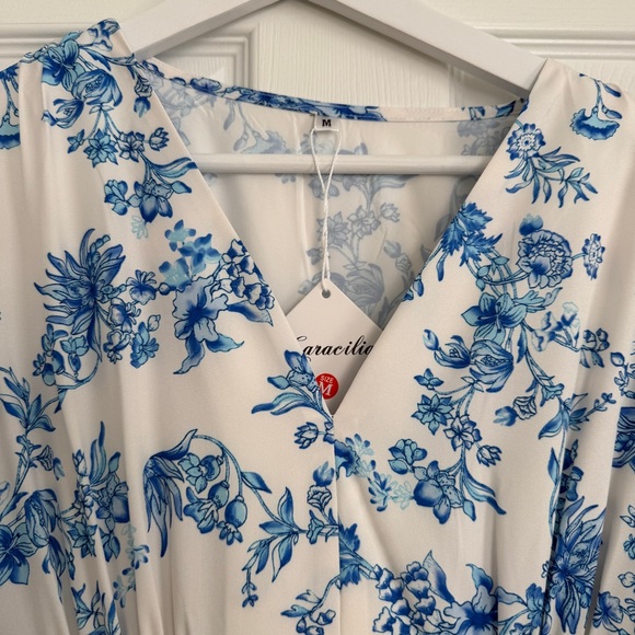 Womens Short Puff Sleeve Maxi Dress M nwt - Picture 3 of 3